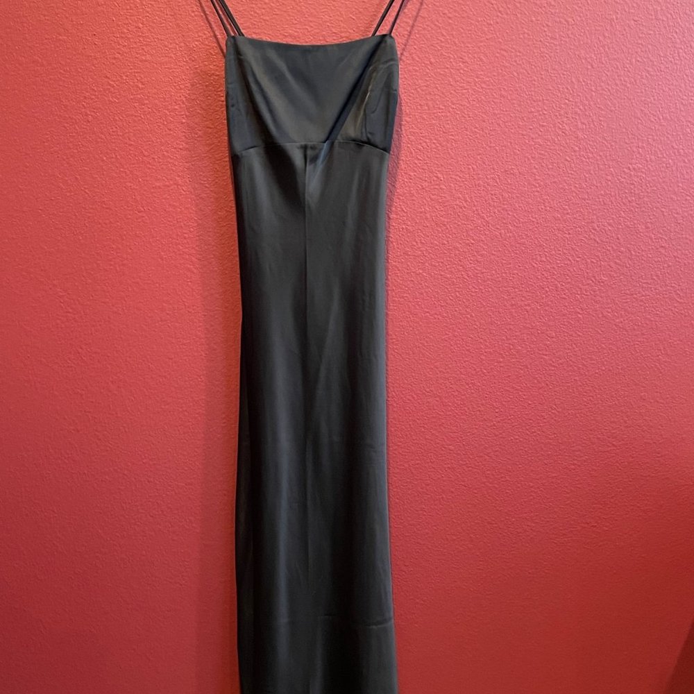 Abercrombie & Fitch Black Satin Cowl Back Maxi Slip Dress; Size Small